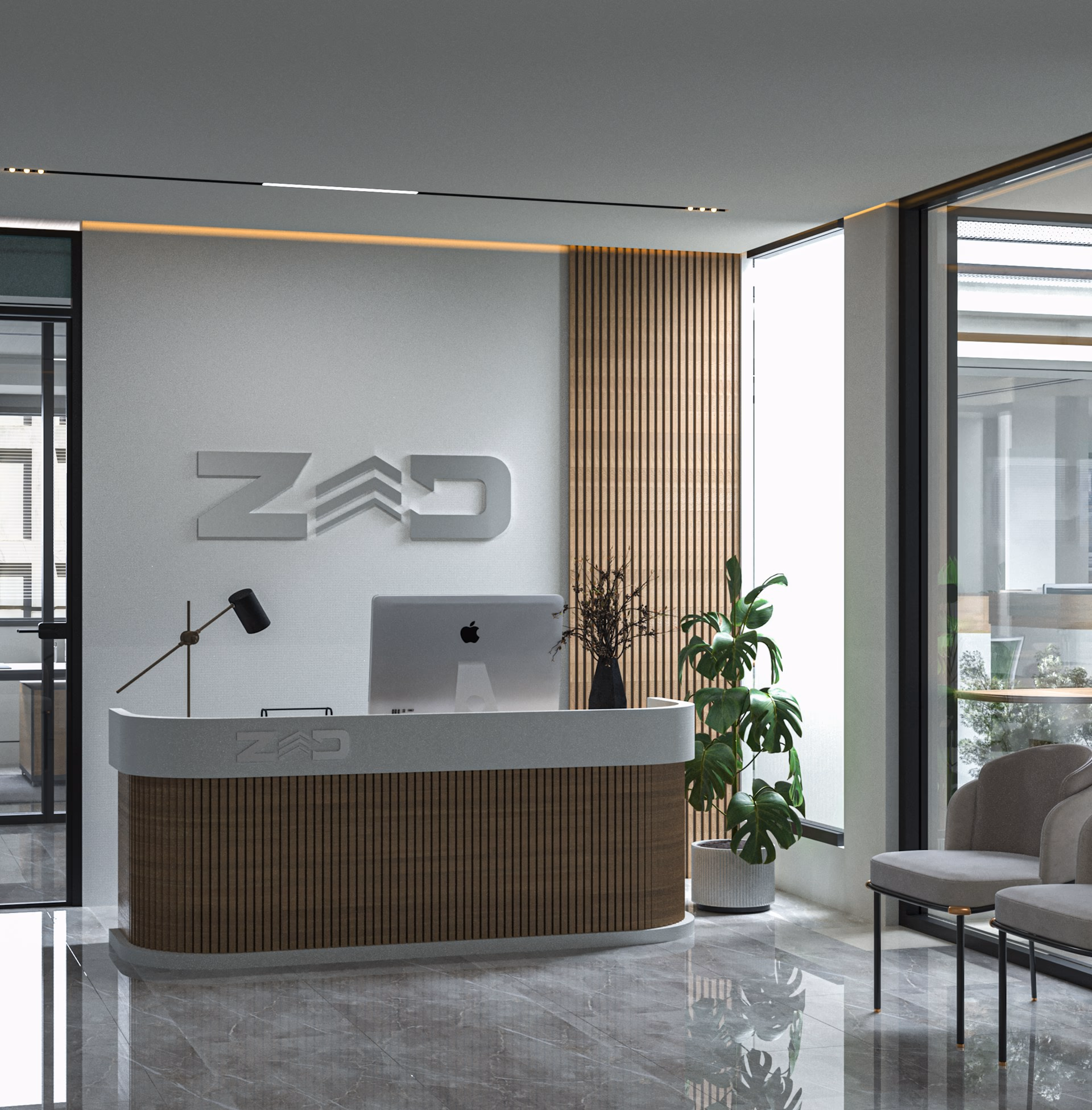 Law firm office reception area representing professional family law services
