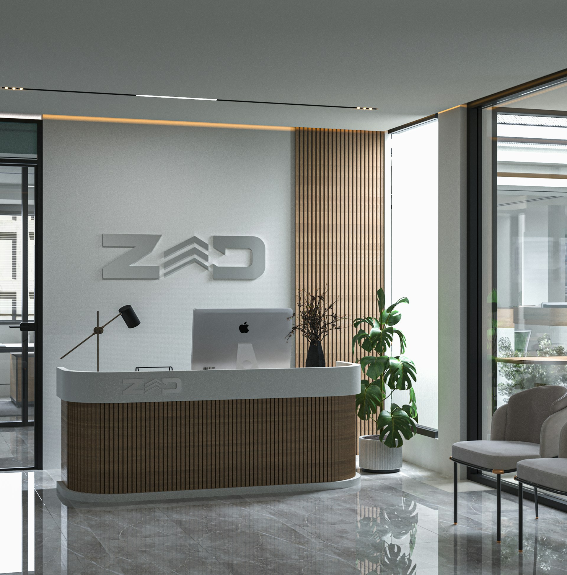 Law firm office reception area representing professional family law services